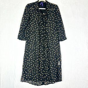 Seraphine Sheer Polka Dot Midi Shirt Dress Size 2 Maternity Black Chiffon